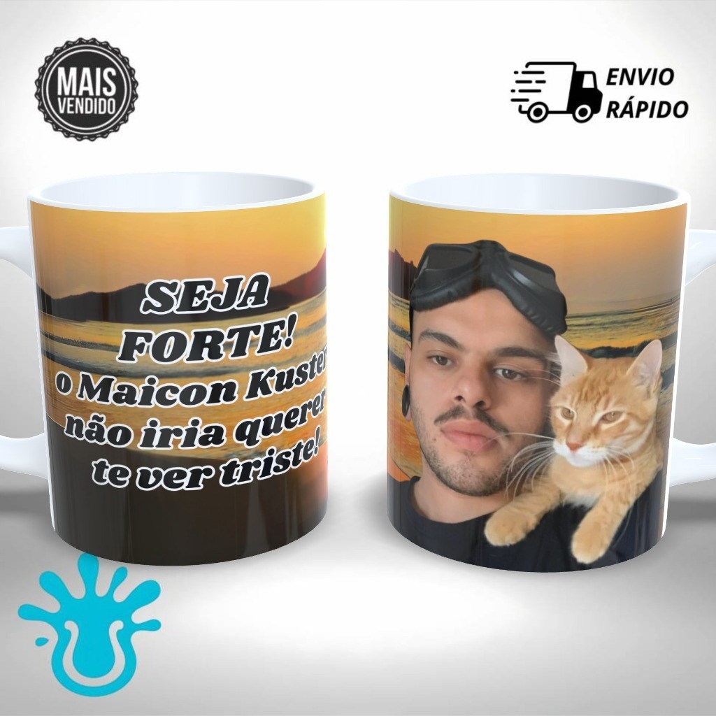 Caneca de Cerâmica Personalizada  Meme Maicon Kuster Youtuber Streamer Seja Forte   e