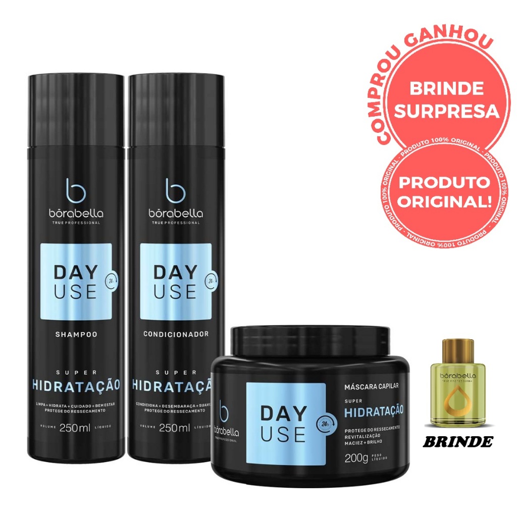 Borabella Kit Day Use Home Care Super Hidratação - 3 Itens