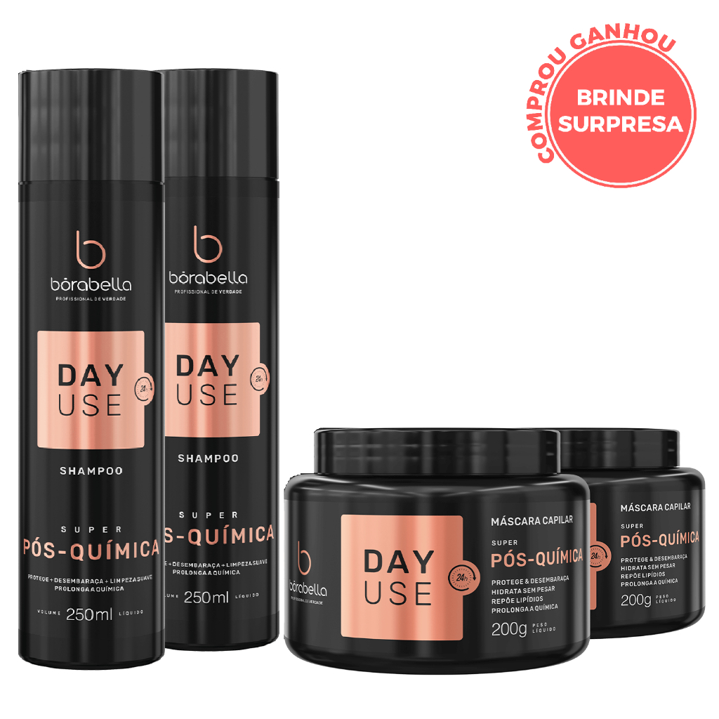 Borabella Day Use Kit Home Care Pós Química Manutenção Shampoo 250ml + Máscara 200g -  02 Unidades