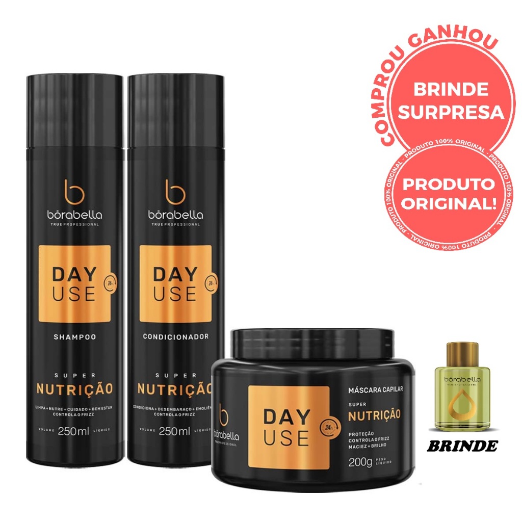 Borabella Kit Day Use Home Care Super Nutrição - 3 Itens