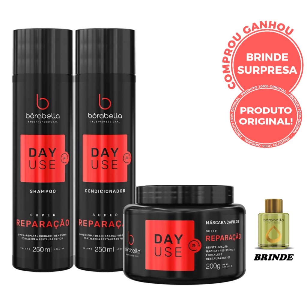 Borabella Kit Day Use Home Care Super Reparação - 3 Itens