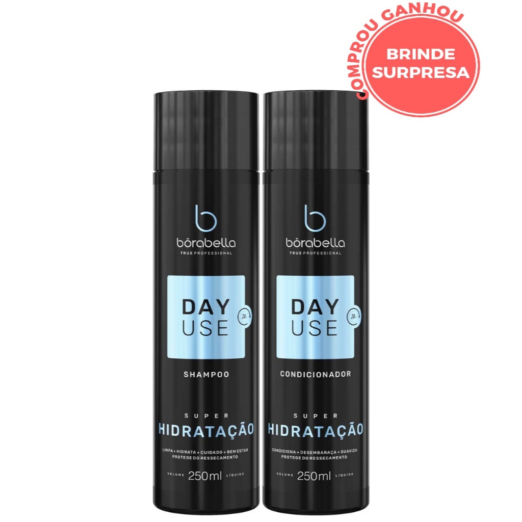Borabella Kit Shampoo + Condicionador Day Use Home Care SUPER Hidratação 2x250ml
