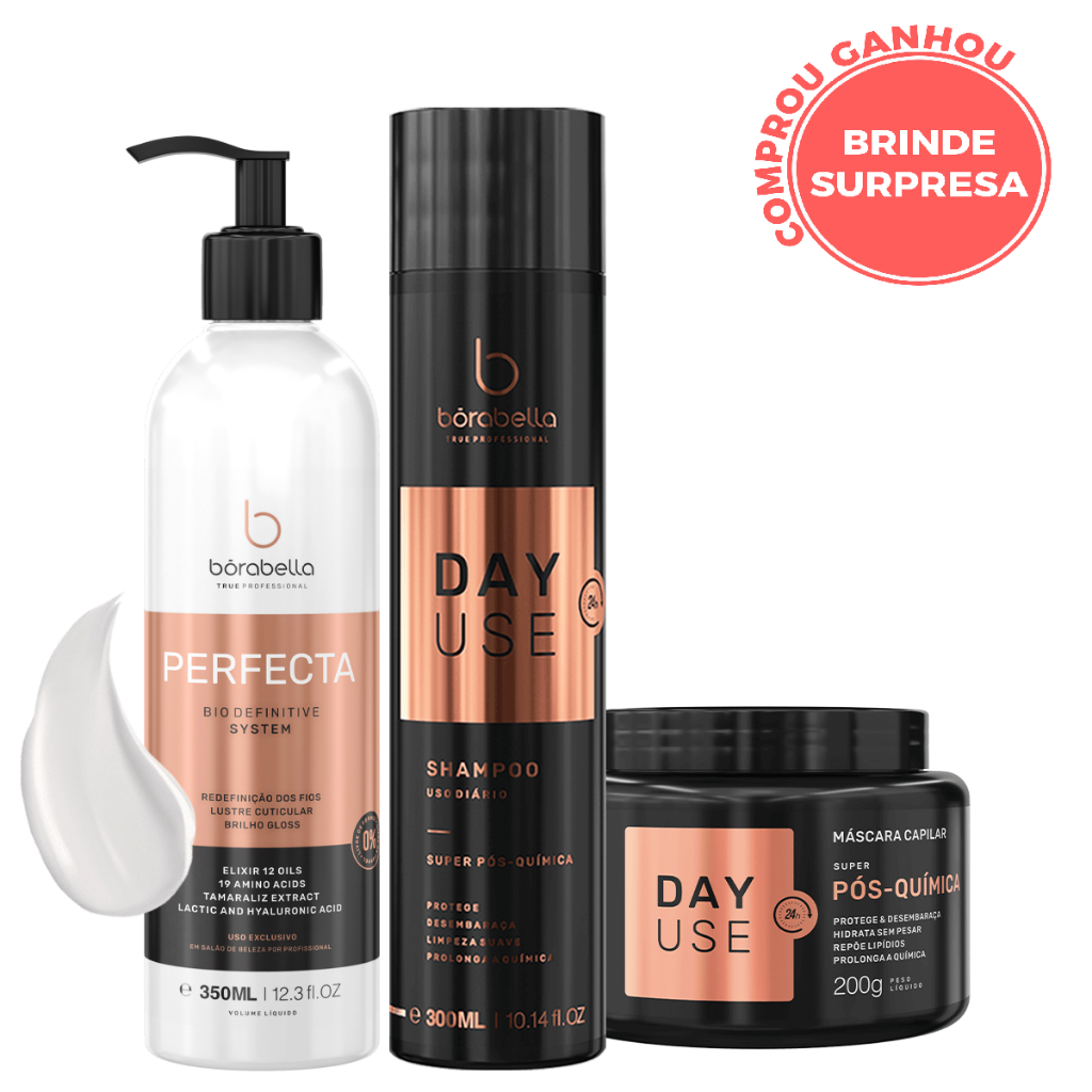 Borabella Perfecta Antifrizz BioDefinitive 350ML + Kit Day Use Home Care Super Pós Quimica 2 Itens