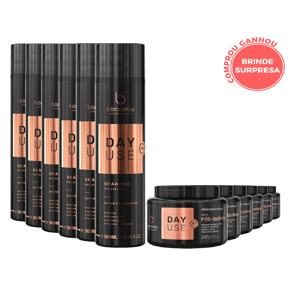 Borabella Day Use Kit Home Care Pós Química Manutenção Shampoo 250ml + Máscara 200g -  06 Unidades
