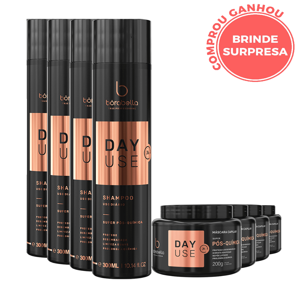 Borabella Day Use Kit Home Care Pós Química Manutenção Shampoo 250ml + Máscara 200g -  04 Unidades
