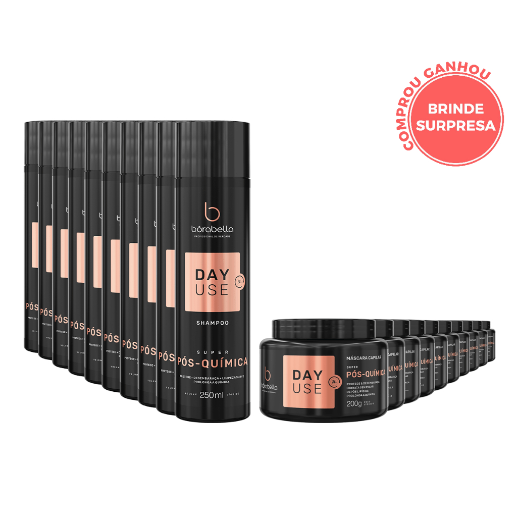 Borabella Day Use Kit Home Care Pós Química Manutenção Shampoo 250ml + Máscara 200g -  10 Unidades