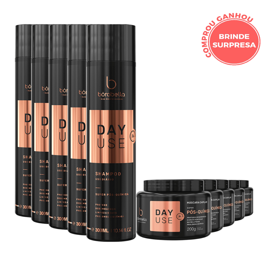 Borabella Day Use Kit Home Care Pós Química Manutenção Shampoo 250ml + Máscara 200g -  05 Unidades