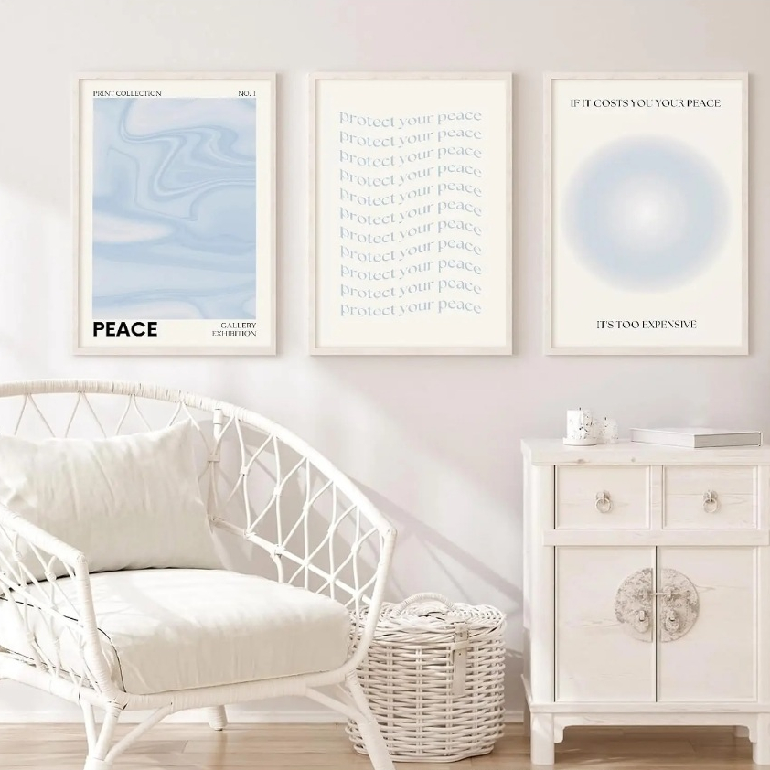 Quadros decorativos Estiloso asthetic intage em forma de coração cartaz de construção minimalista (3 peças)
