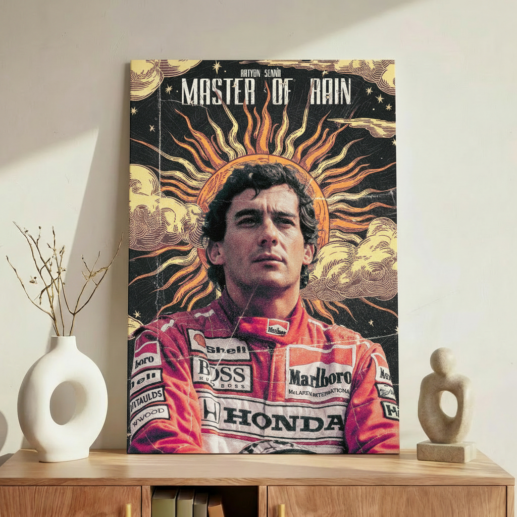 Quadro Decorativo Ayrton Senna Aesthetic – Master of Rain F1