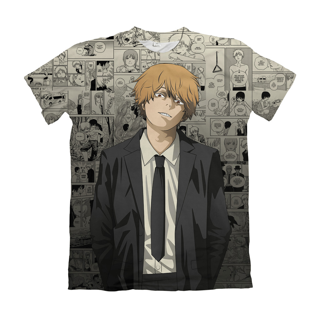 Camiseta Chainsaw Man Modelo 4 Anime Dry Fit Masculina Feminina Plus Size Unissex
