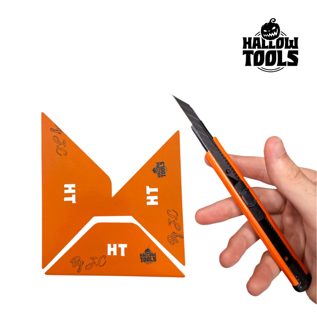 Kit Acabamento de Canto Interno Hallow Tools - Estilete Laranja + Guia de Corte para Interior