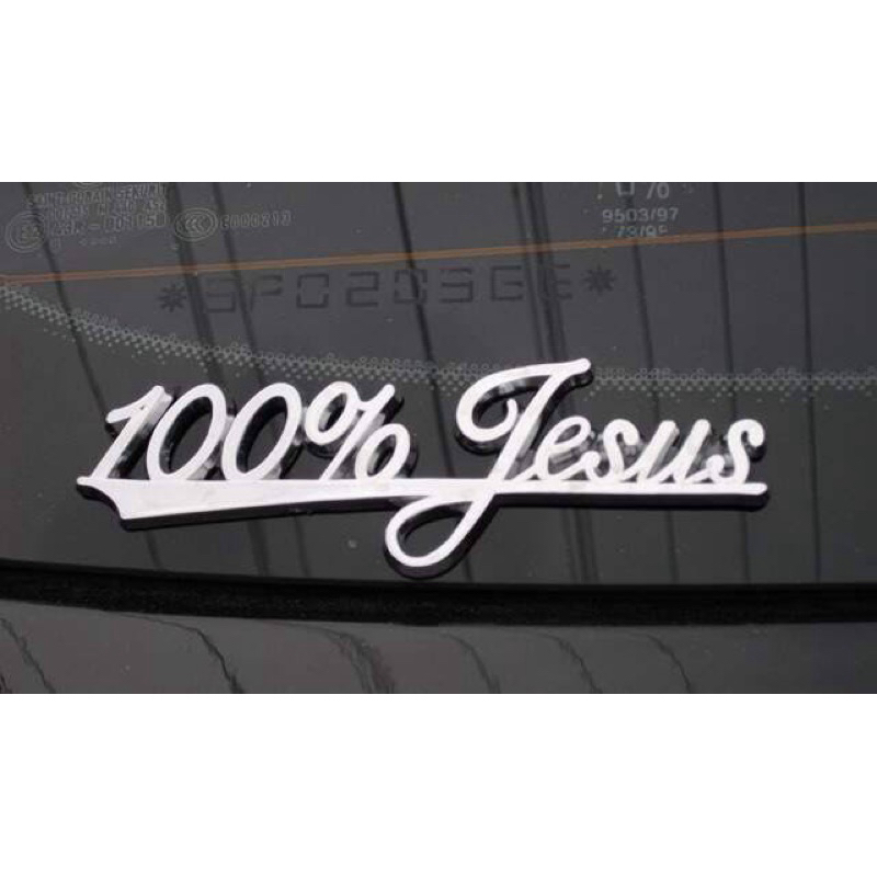 Adesivo para Carro 100% Jesus Plástico Injetado - romado