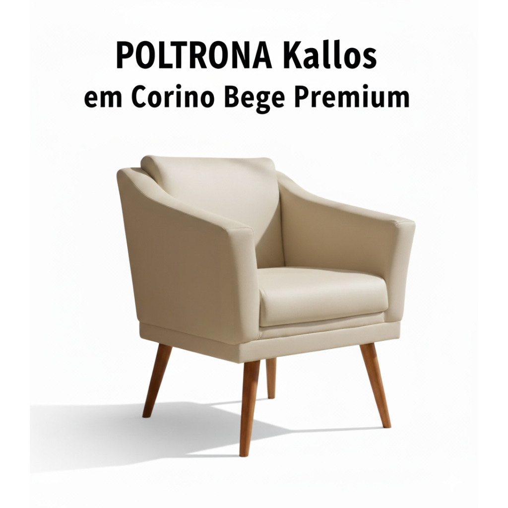 🪑 Poltrona Kallos em Corino Bege – Conforto, Estilo e Sofisticação