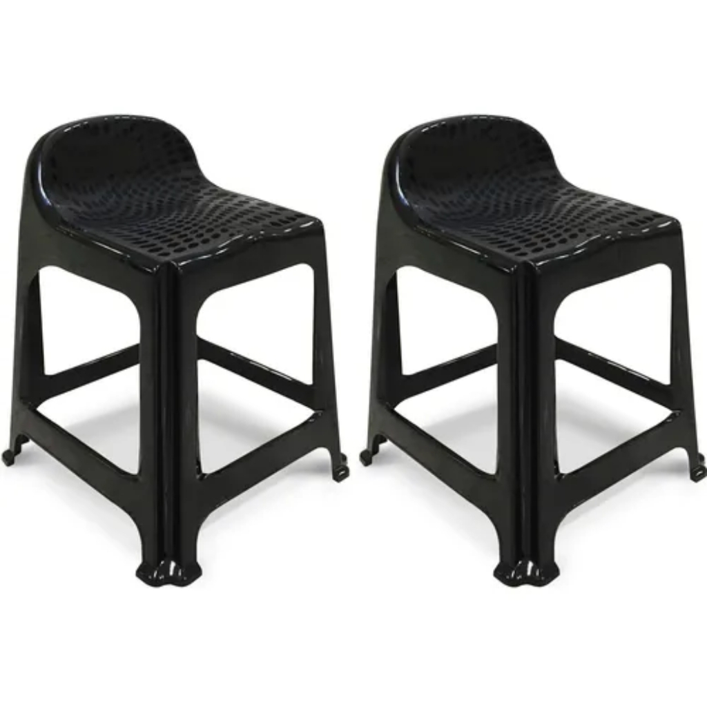 Kit 2 Banquetas Plásticas com Encosto Preta | Conforto e Estilo para Cozinha, Área Gourmet ou Comercial