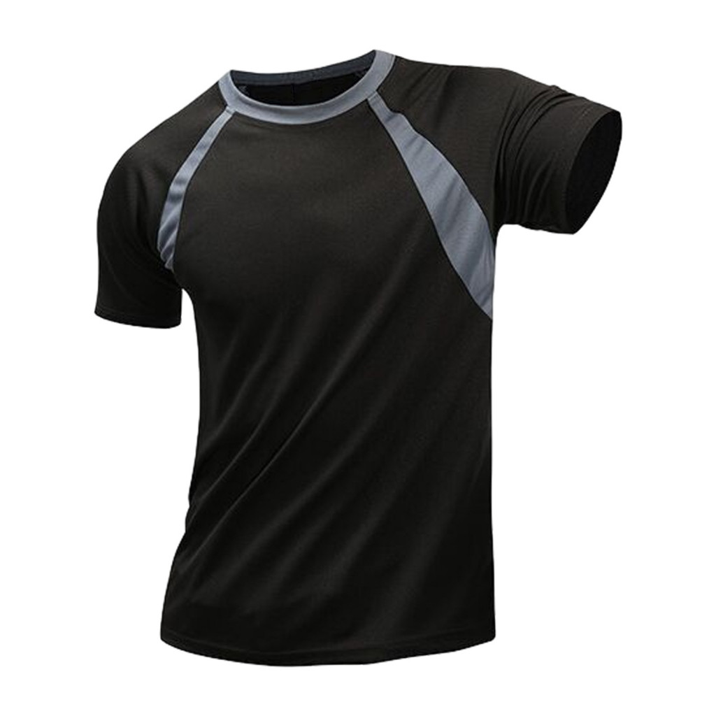 Color Matching T-shirt Athletic Meeting Outfit Men's Summer Sports Short Sleeve Quick Dry Breathable O-neck Sweat Absorp