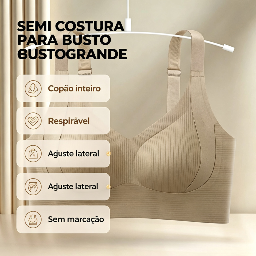 Sutiã sem costura tamanho grande copão inteiro fino respirável ajusta gordura lateral