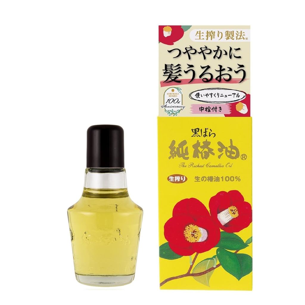 Kurobara Honpo Pure Camellia Oil - 100% Camellia Oil, 47ml & 72ml - Hair Oil, Multi-Use Oil, Leave-In Treatment, Fragran