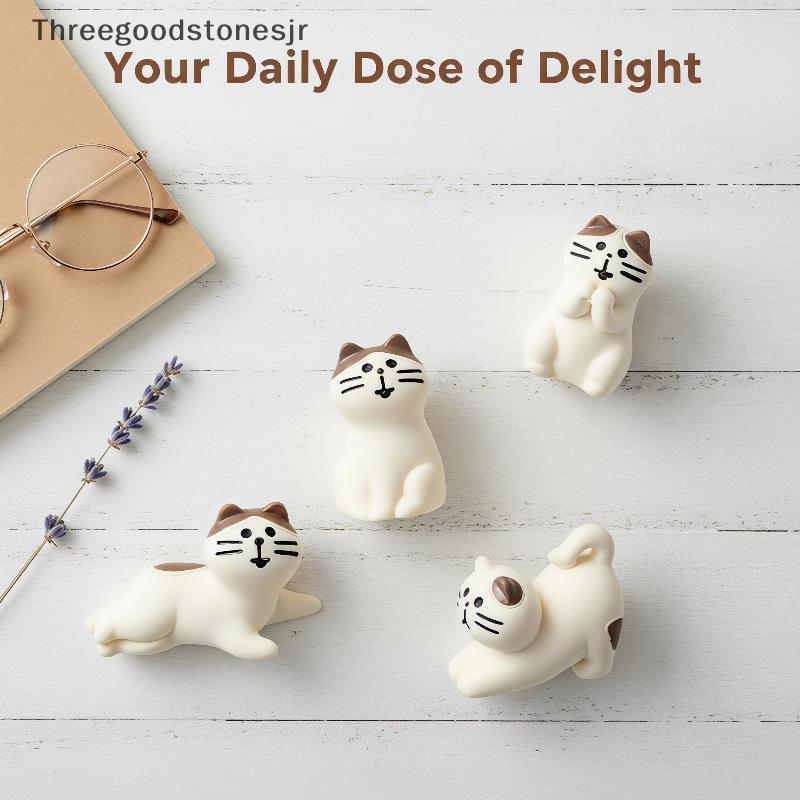 TGS Bonito 6-Pa Mini Resina Gato Estatueta Conjunto Desenho Animado Home Office Desk Decor JR