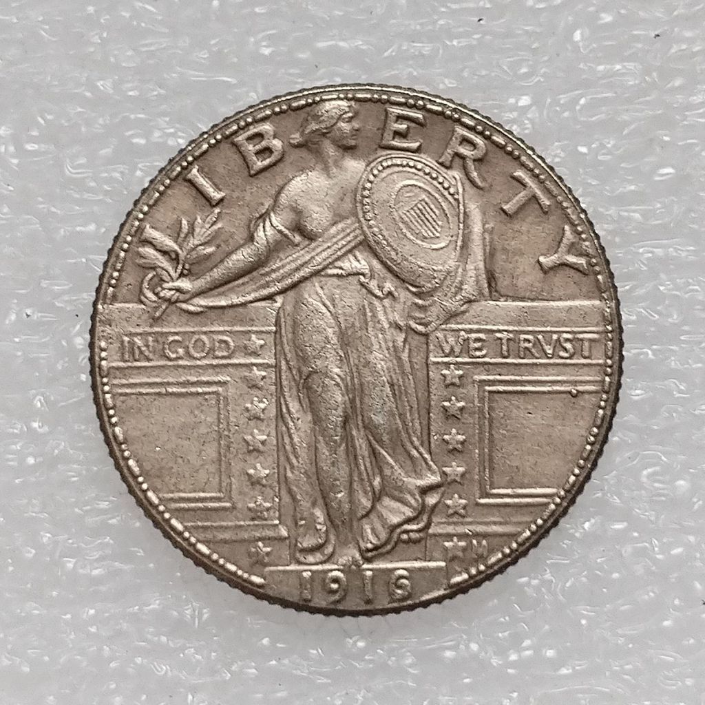 Artesanato antigo americano 25 nós em pé 1916 1917 moeda comemorativa banhada a prata de cobre type1 VCHG