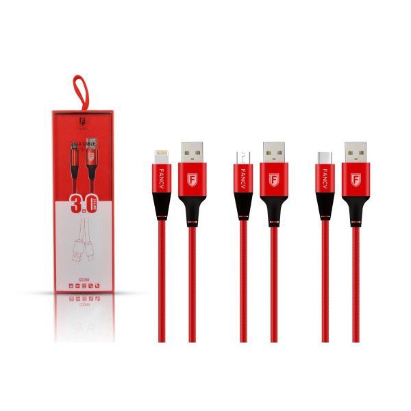 CABO USB 3.0A - 1,20M - IOS - FANCY VERMELHO