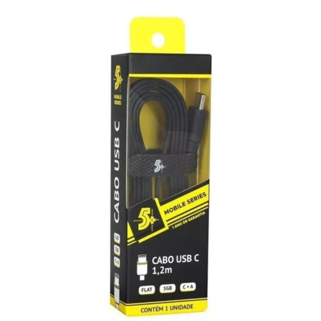CABO TIPO C MOBILE -  + USB A MACHO - 5GB - 1.20M - PRETO
