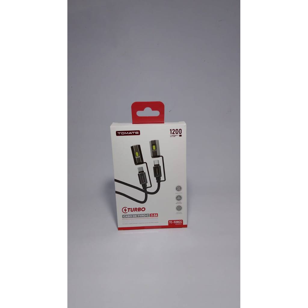 CABO DE DADOS TYPE-C PARA TYPE-C COM ISQUEIRO E LANTERNA 1.20M TOMATE TC-508CC