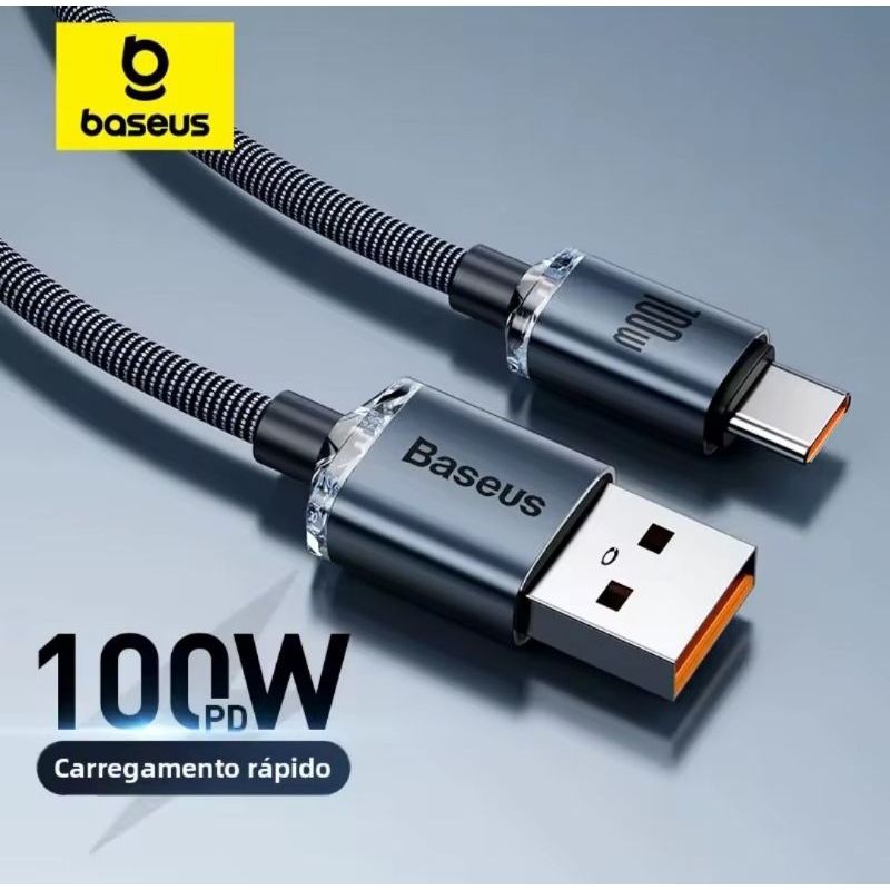 Cabo USB Tipo C 6A, 100W, 1.20m - Baseus Crystal Shine Original