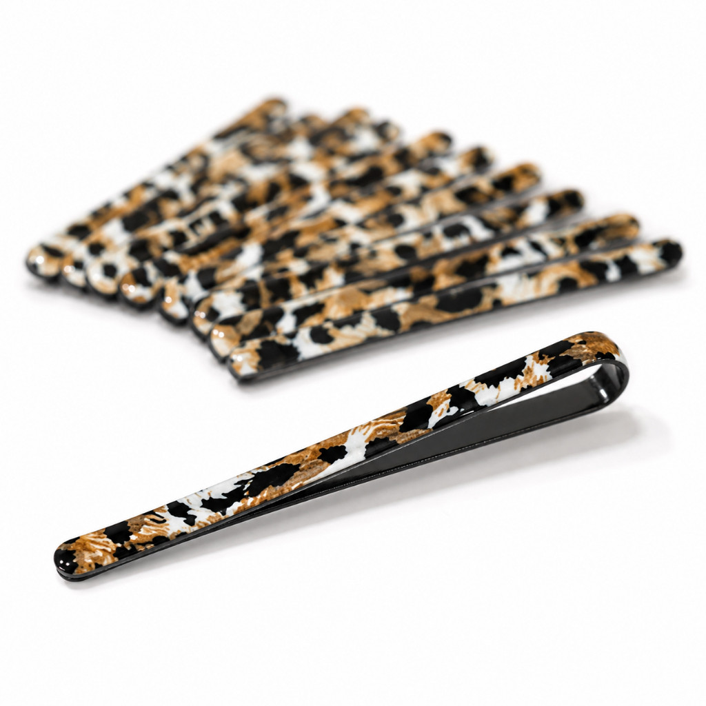 Grampo De Cabelo Estampado Oncinha Animal Print Kit 10 Metal Bobby Pin Penteado Franja Mecha Zalike