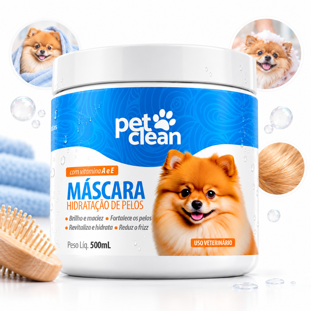 Máscara de Hidratação Revitalizante Condicionador Pet Shop Cachorro e Gato Soft Line Pet Clean 500 g