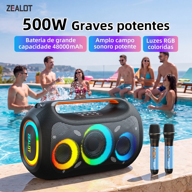 ZEALOT ZE51 Alto-Falante Bluetooth 500W 48000mAh Barra De Som Para Tv Sony Pc Desktop Aberto Concerto Reunião Ritmo Resp