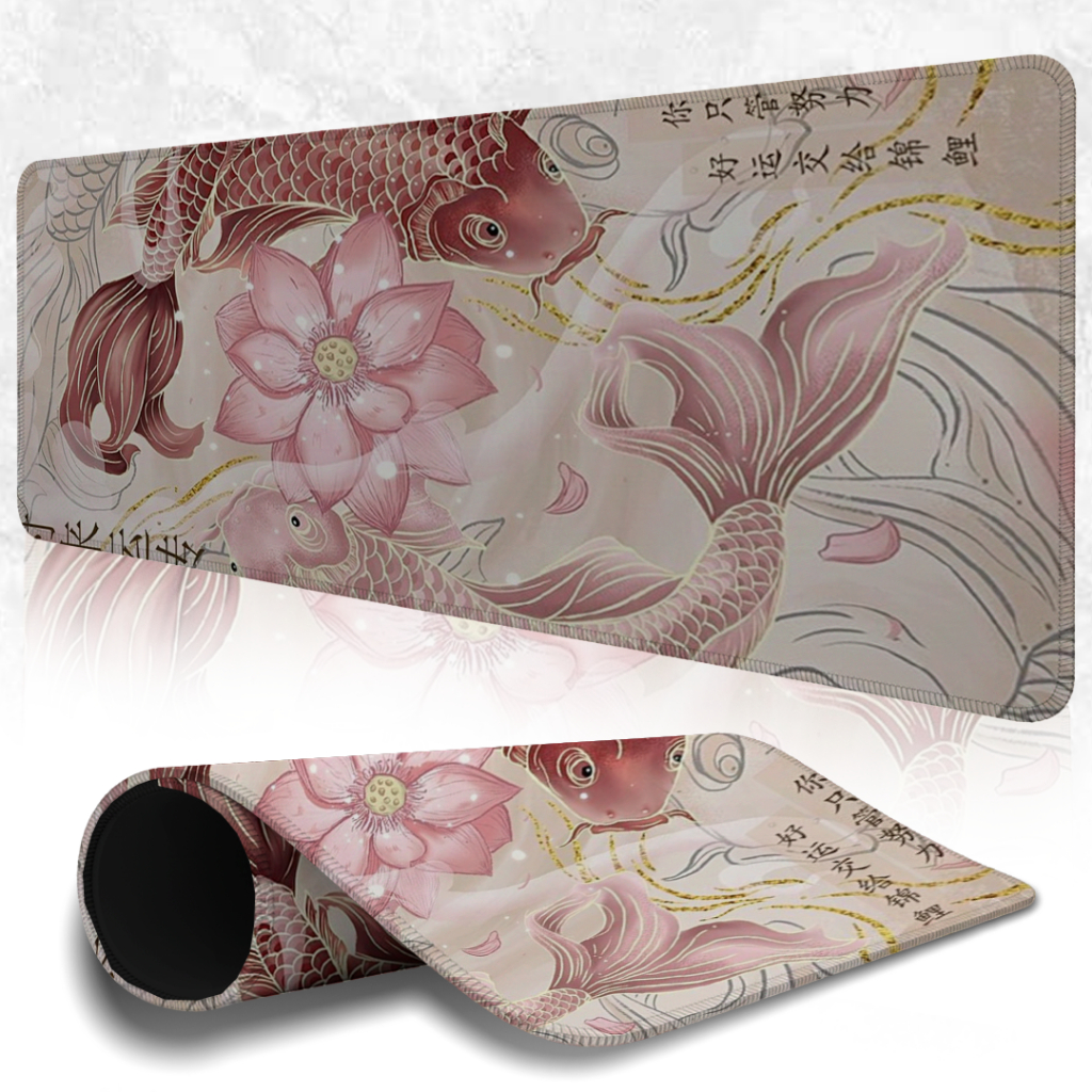 MousePad Speed Gamer Antiderrapante Bordas Costuradas Confortavel Liso Com Estampa De Carpas Pinks Com Varios Tamanhos