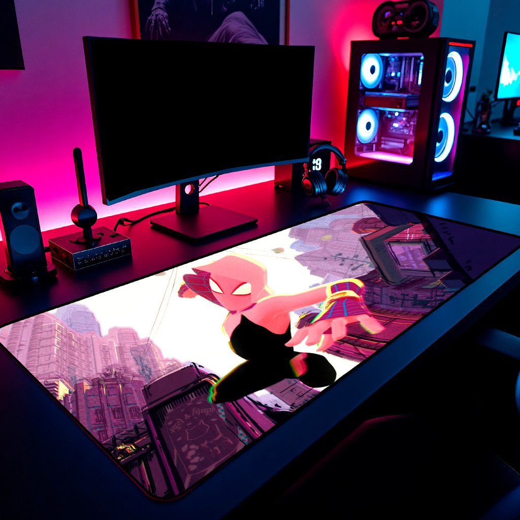 Mouse Pad Gamer Pink Herói Cidade 65x30cm 80x40cm 90x50cm 120x60cm Borda Costurada