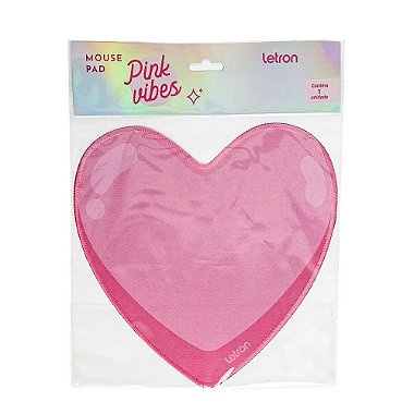 MOUSE PAD PINK VIBES CORAÇÃO LETRON