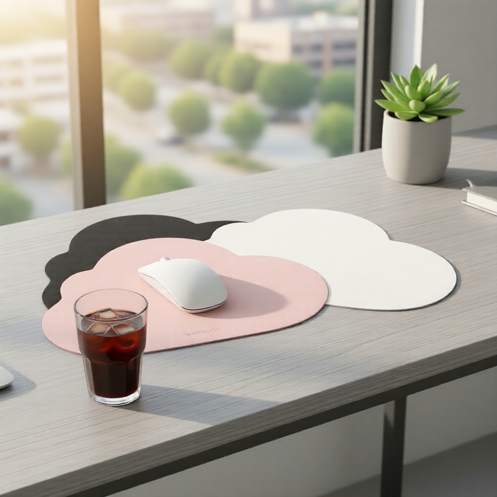 Mouse Pad Rosa Pink em PU 30 x 21,6 x 0,2 cm Couro Sintético à Prova d'Água para Laptop Acessórios de Escritório