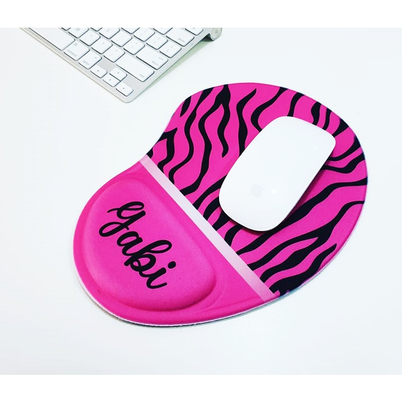 Mouse pad Gota com Apoio Pink Listrado + Nome