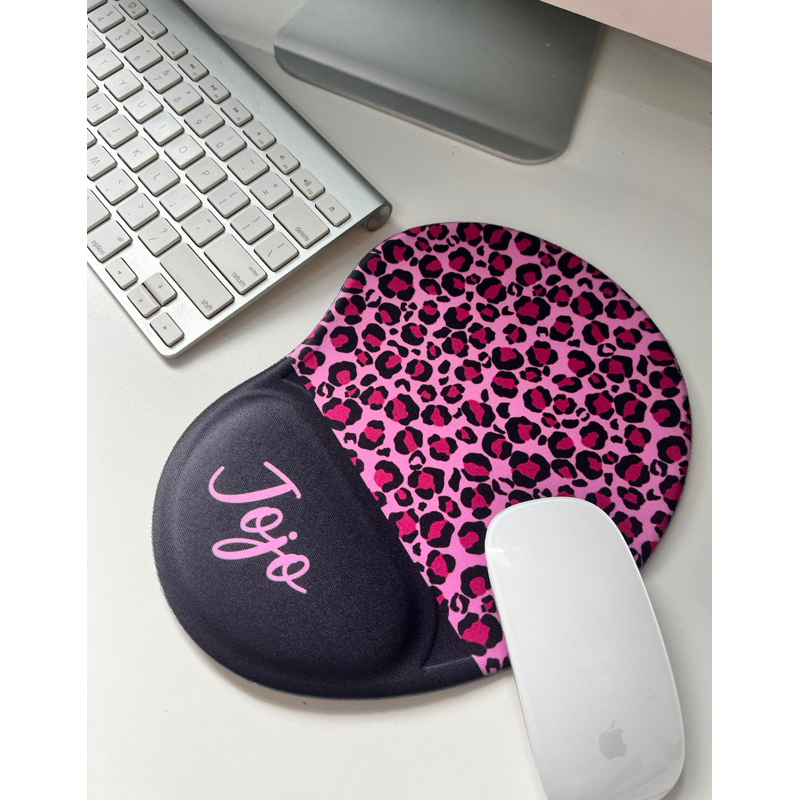 Mouse pad Gota com Apoio Oncinha Onça Pink Rosa
