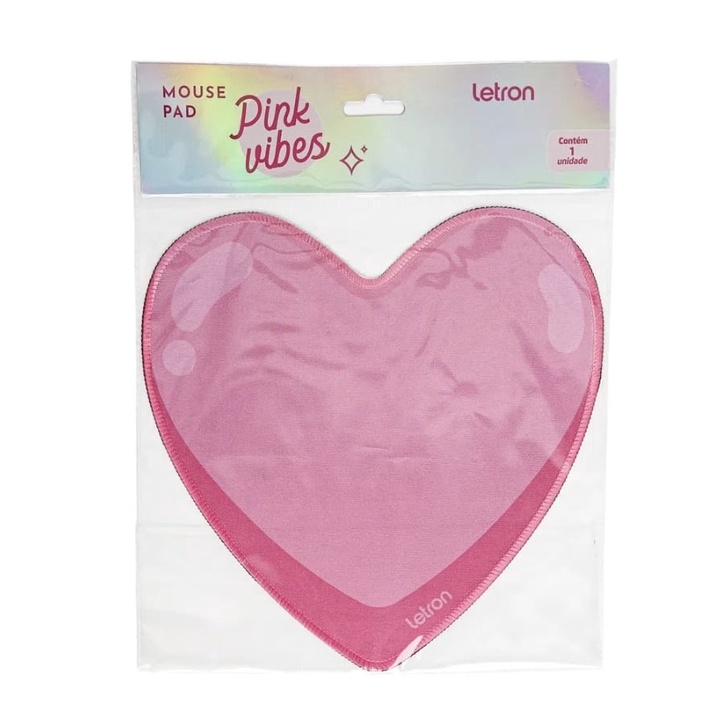 MOUSE PAD PINK VIBES CORAÇÃO LETRON - LEONORA
