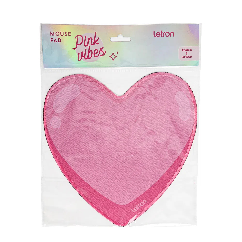 MOUSE PAD PINK VIBES CORAÇÃO LETRON
