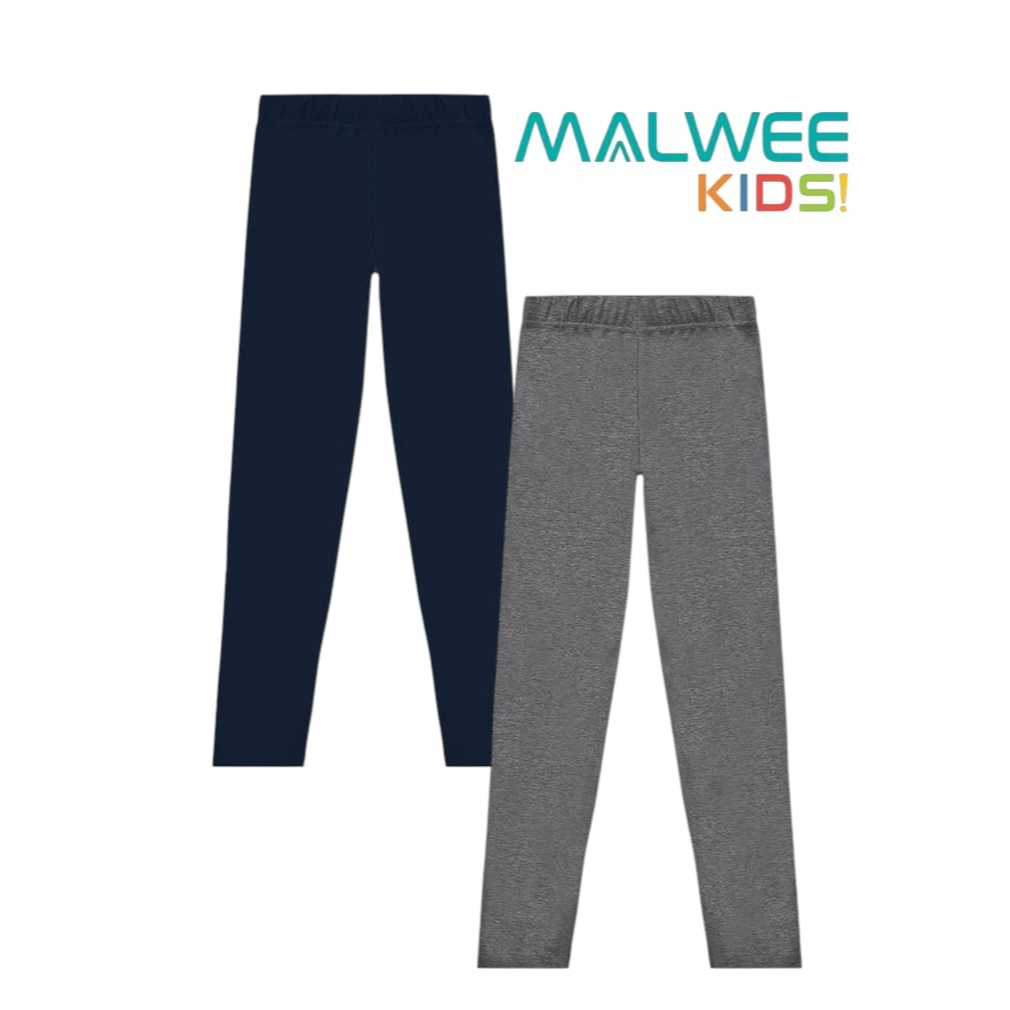 Legging Escolar Lisa Preta e Cinza Feminina/Menina Infantil l Calça Meia Estação Malwee Kids