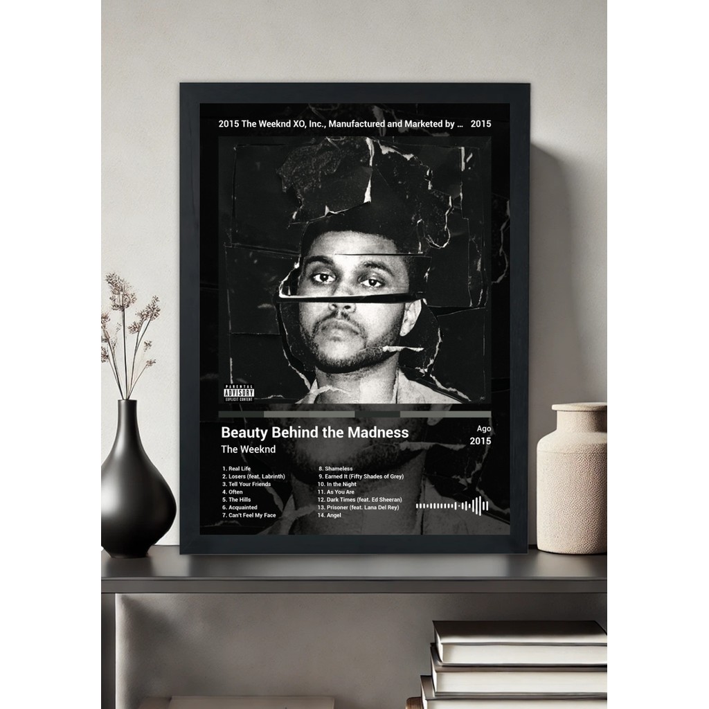 Quadro The Weeknd Beauty Behind the Madness (Dark) Com Vidro