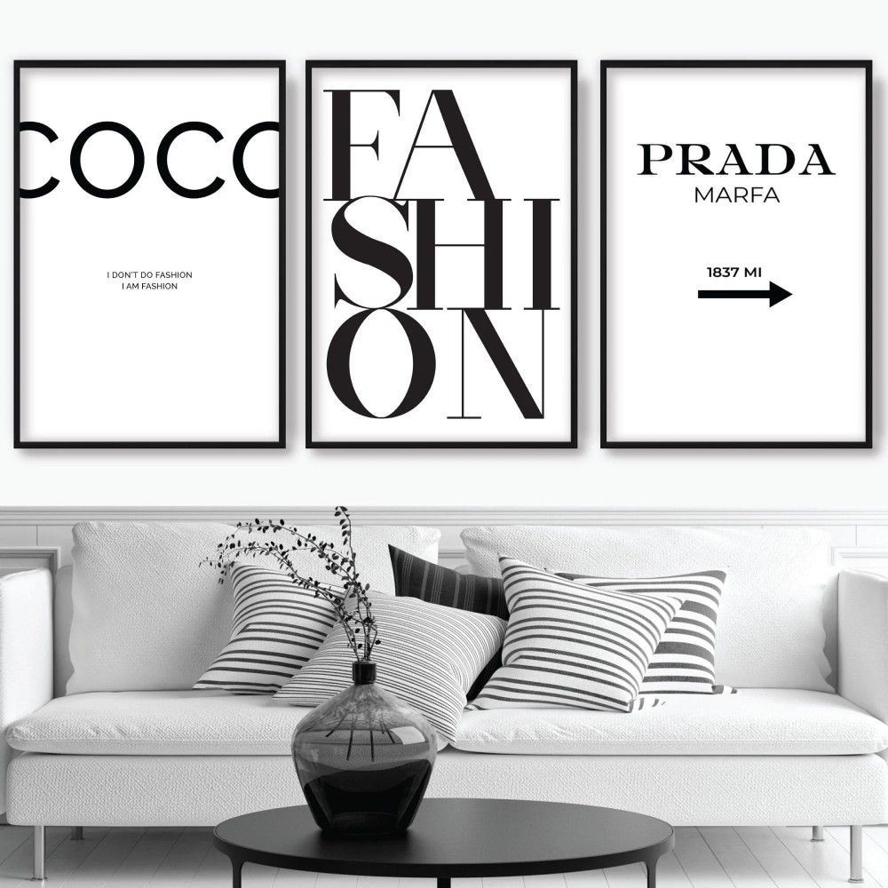 Quadros Decorativos 3 Peças Fashion Beauty Tendência Blogueira