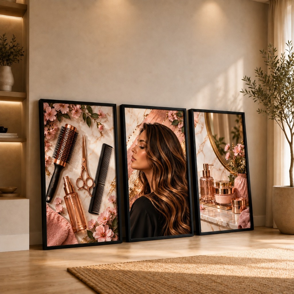 Quadro Decorativo Cabeleireira Salão de Beleza Cabelo Feminino MDF 3mm Para Espaço Beauty Envio Rápido