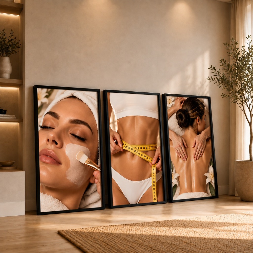 Quadro Decorativo Estética Facial Corporal Massagem MDF 3mm Clínica Spa Espaço Beauty Envio Rápido