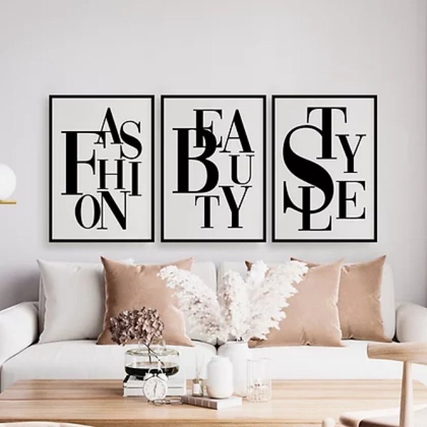 Kit 3 Quadros Fashion Beauty Style 24x18cm