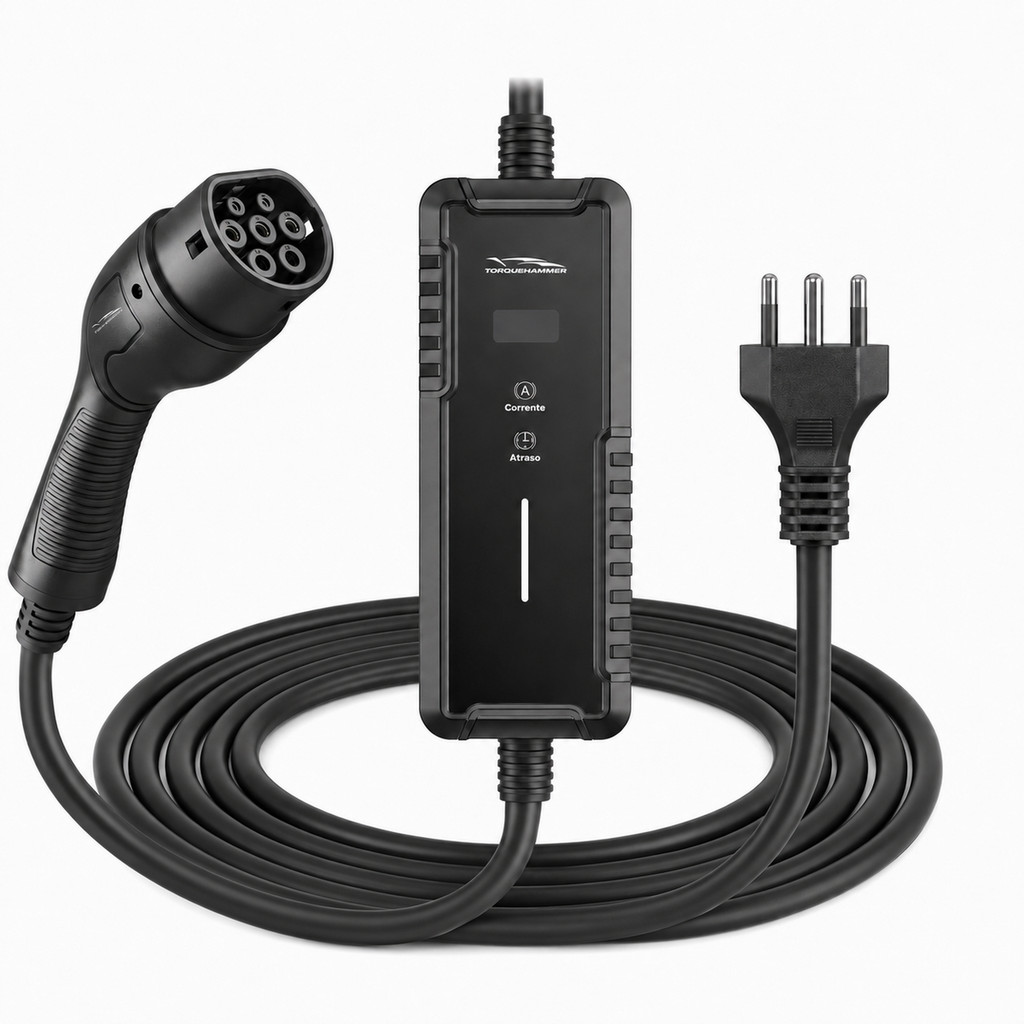 Carregador Portátil para Carro Elétrico Tipo 2 3,5kW 16A Corrente Ajustável Cabo 5m IP65 Torquehammer VPL-3781
