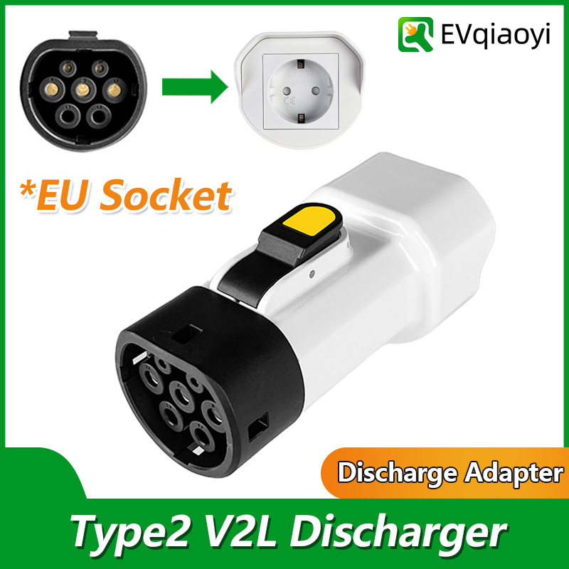 Evqiaoyi Tipo 2 V2l Adaptador De Descarga 16a 3.5kw Tomada Ue , Portátil Ao Ar Livre Ev Para Acampamento Emergência Todo