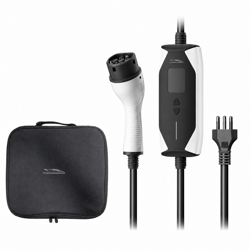 Carregador de Carro Elétrico Tipo 2 Torquehammer VPL-3782 16A 3,5kW IP65 Corrente Ajustável Cabo 5 Metros
