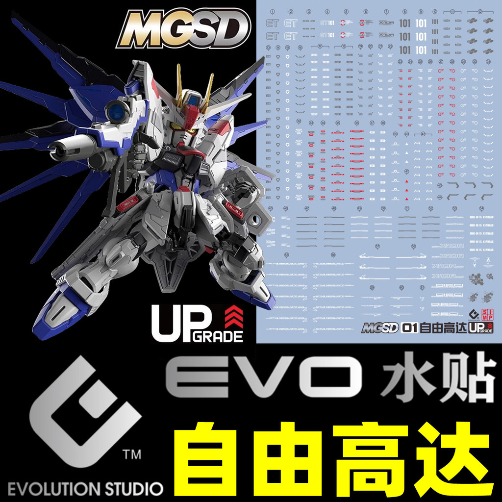 [EVO] MGSD Freedom ZGMF-X10A Freedom Gundam (versão BB Warrior/Q).Adesivo de água fluorescente