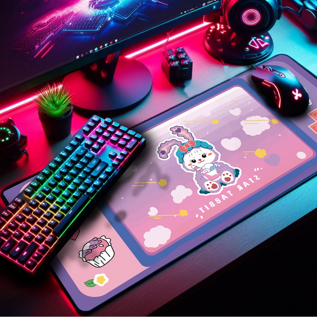 Mouse Pad Gamer Kawaii Girl Premium Antiderrapante com Borda Costurada Diversos Tamanhos