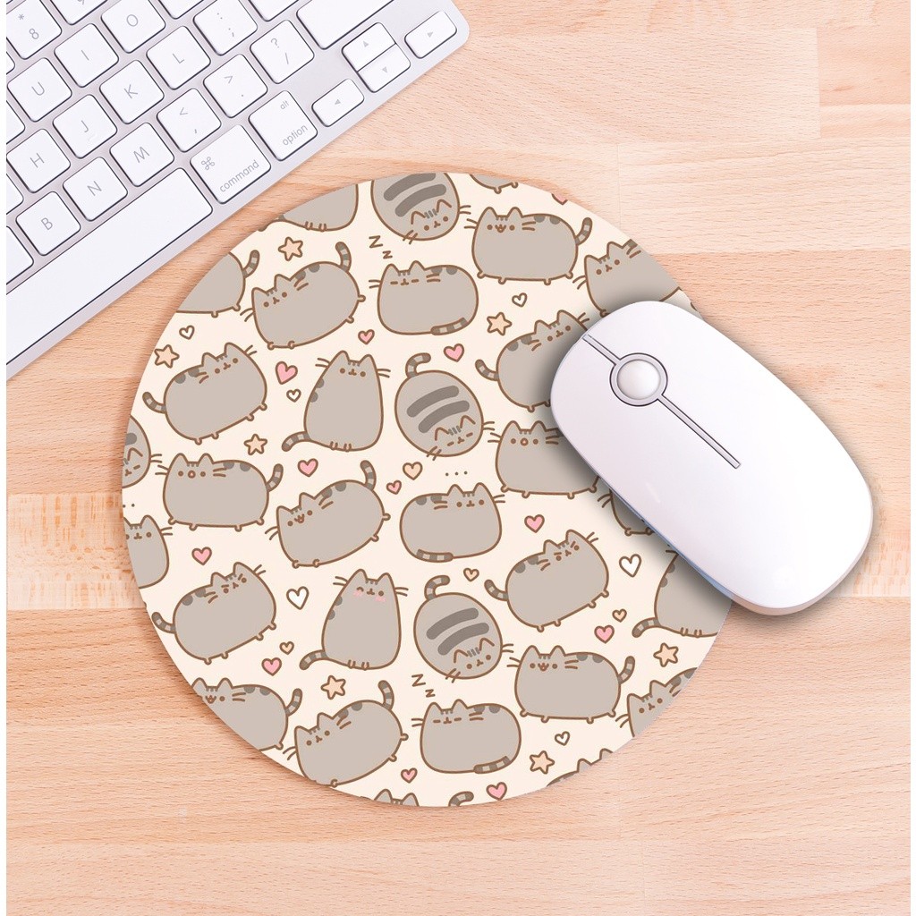 Mouse Pad Redondo Pusheen Gatinho Fofo Kawaii